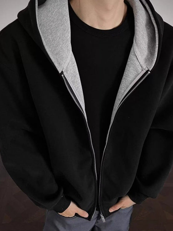 Color Block Hooded Sweatshirt Unisex Loose Fit by Trenches of Mariana