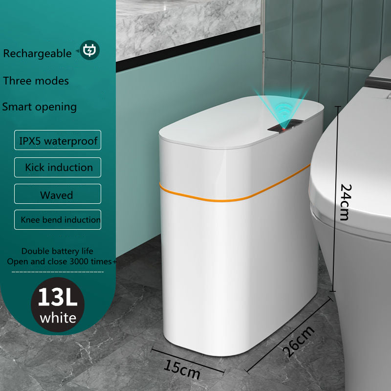 Smart Trash Can With Lid For Bedroom And Living Room Kitchen Storage Box Trash Can Induction Small Car Box Automatic Smart Dustbin Smart Trash Bin by Trenches of Mariana