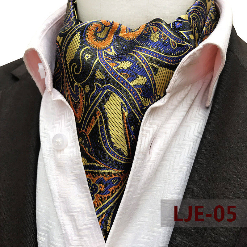 Factory wholesale men's scarf new cashew flower jacquard polyester British suit shirt collar scarf business scarf by Trenches of Mariana