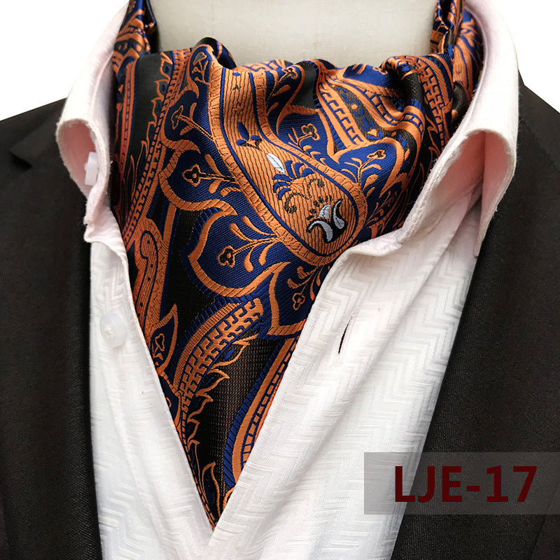 Factory wholesale men's scarf new cashew flower jacquard polyester British suit shirt collar scarf business scarf by Trenches of Mariana