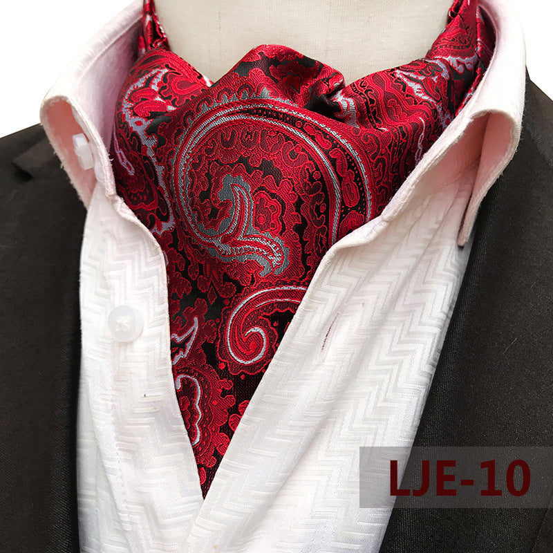 Factory wholesale men's scarf new cashew flower jacquard polyester British suit shirt collar scarf business scarf by Trenches of Mariana