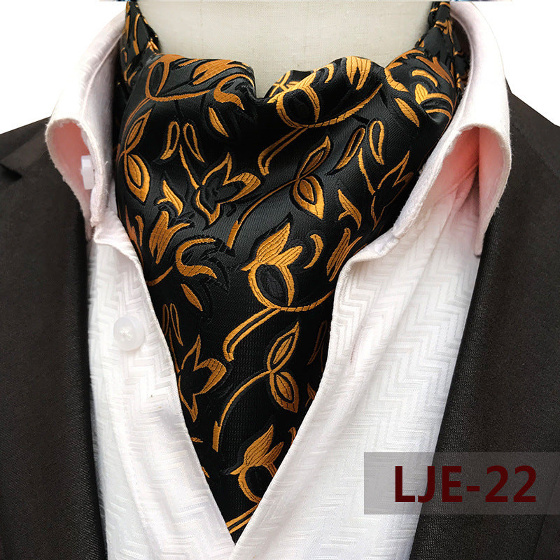 Factory wholesale men's scarf new cashew flower jacquard polyester British suit shirt collar scarf business scarf by Trenches of Mariana
