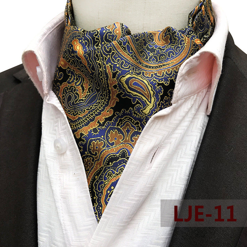 Factory wholesale men's scarf new cashew flower jacquard polyester British suit shirt collar scarf business scarf by Trenches of Mariana