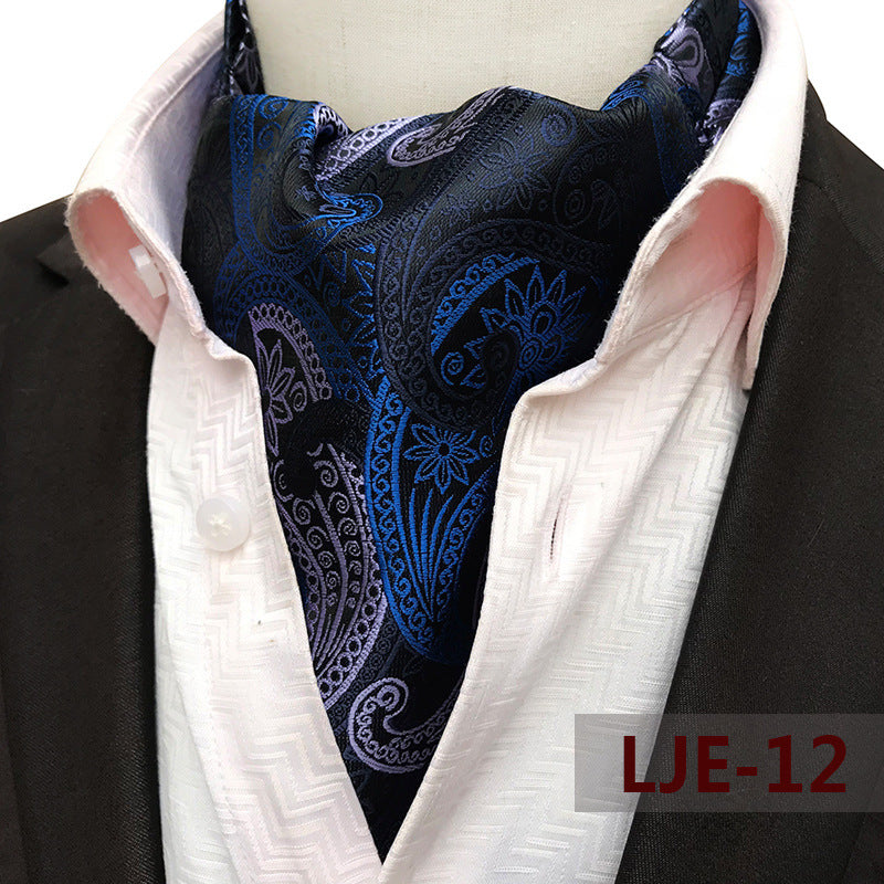 Factory wholesale men's scarf new cashew flower jacquard polyester British suit shirt collar scarf business scarf by Trenches of Mariana