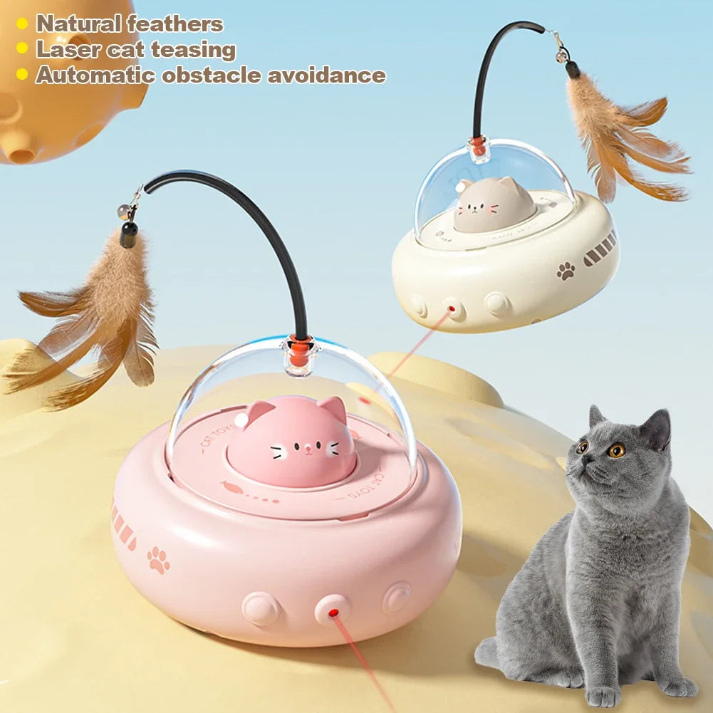Smart Teaser Cat Toy Electric UFO Cat Teaser Stick With Bell Training Pet Toys Replaceable Feather Interactive Cat Supplies Pet Supplies Pets Products by Trenches of Mariana