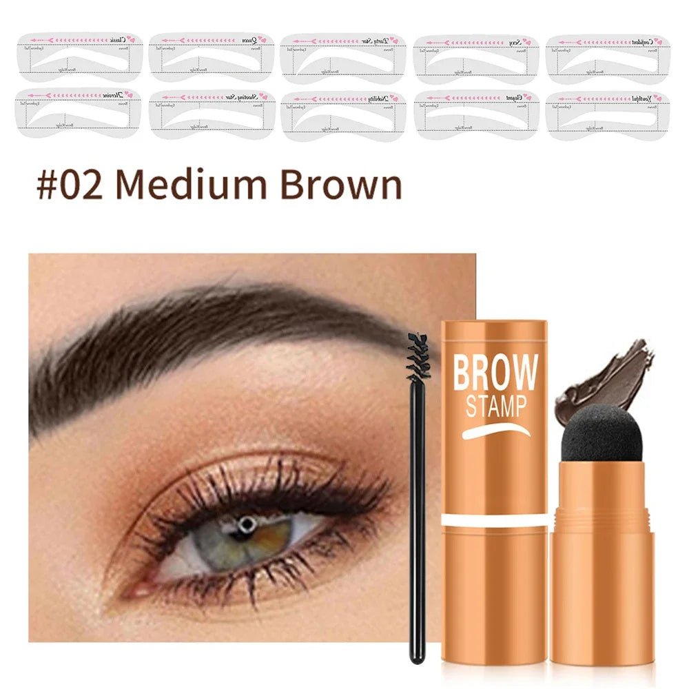 Trenches of Mariana eyebrow powder stamp tint stencil kit showing a waterproof eyebrow makeup set with a stencil and powder for enhancing eyebrows