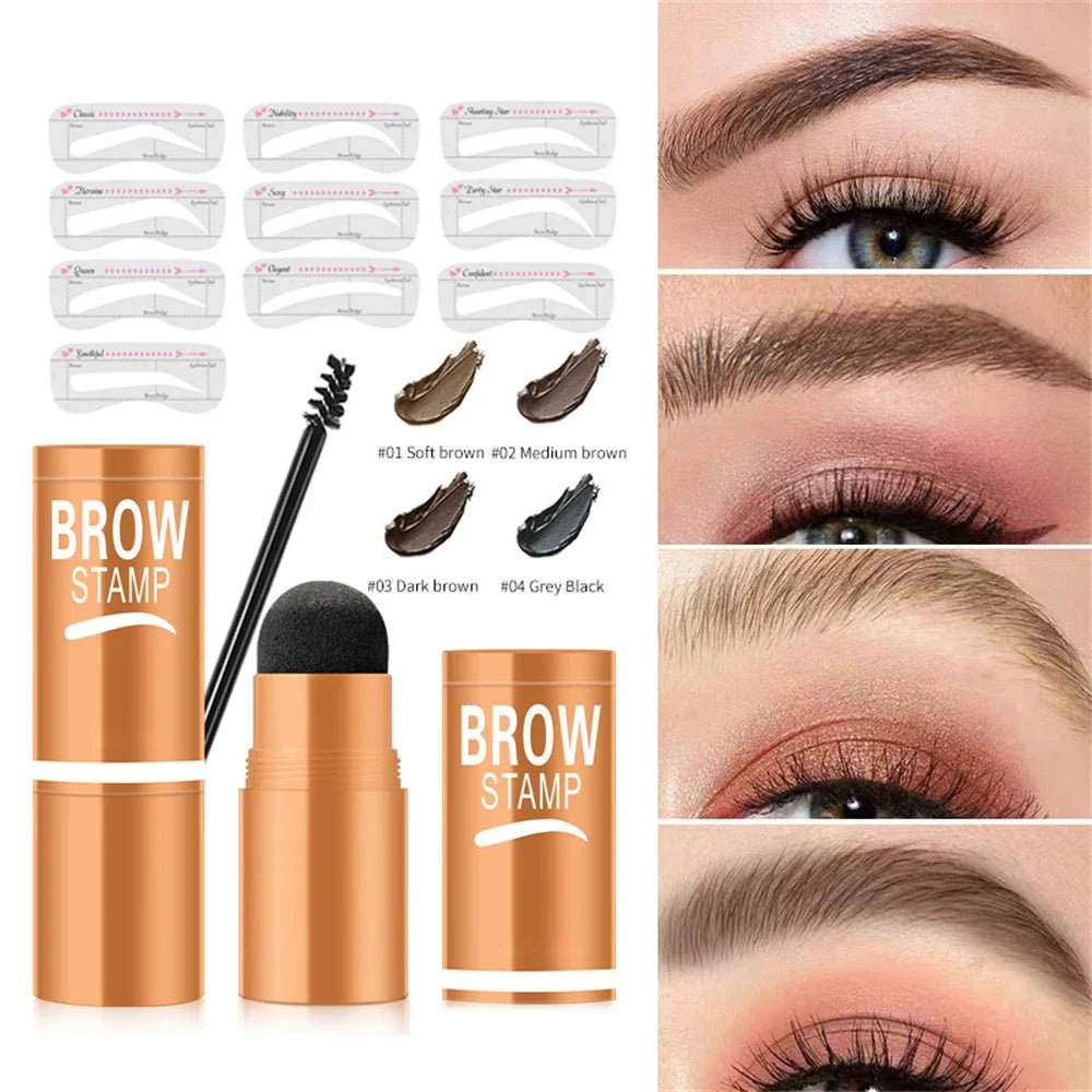 Trenches of Mariana eyebrow powder stamp tint stencil kit showing waterproof eyebrow makeup with stencil and powder for enhancing eyebrows.