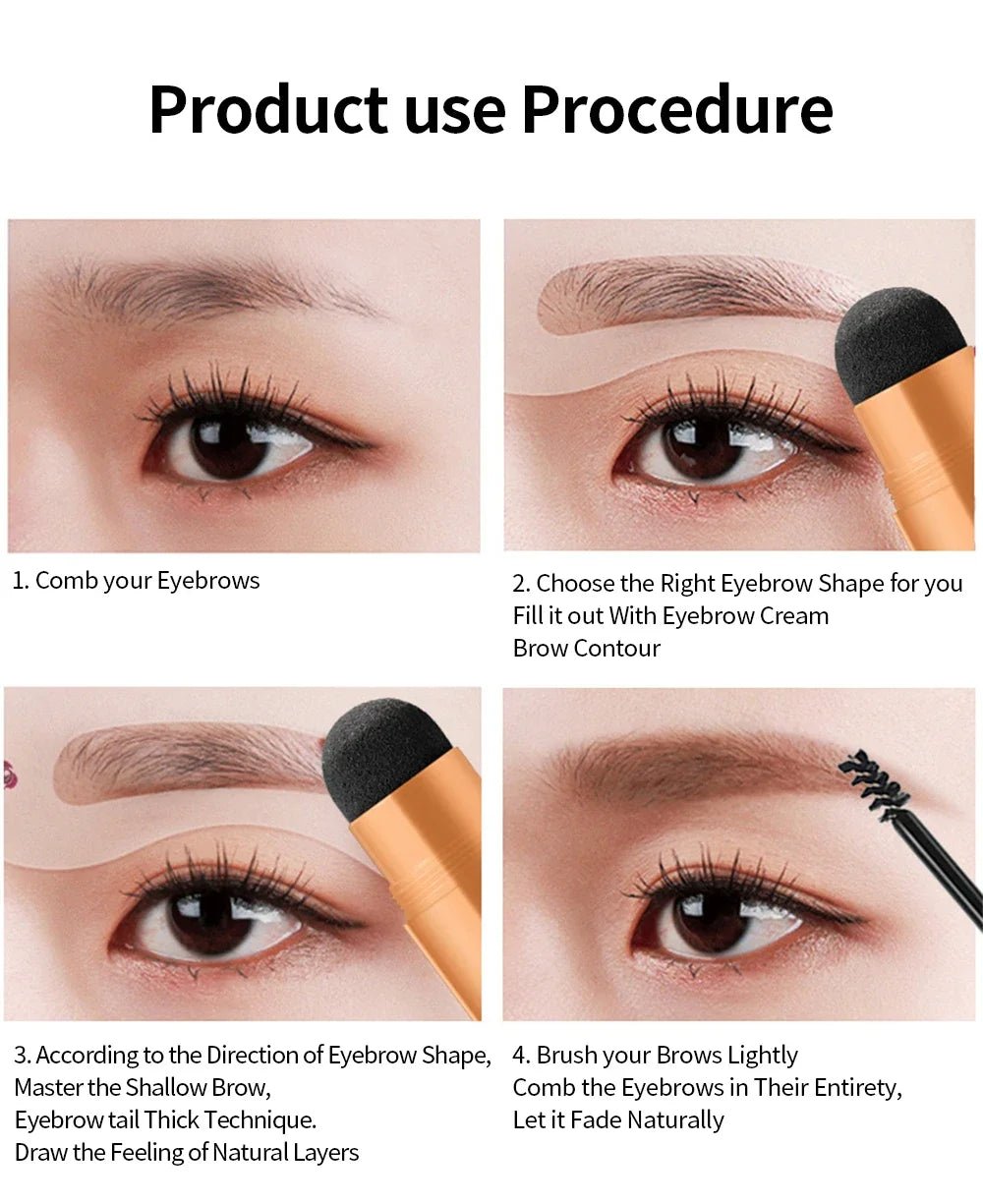 Trenches of Mariana eyebrow powder stamp tint stencil kit showing waterproof eyebrow makeup and tattoo tint for enhancing women's eyebrows