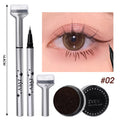 Double-ended eyelash stamp and waterproof eyeliner kit by Trenches of Mariana, ideal for DIY Korean makeup and beginner eye makeup.