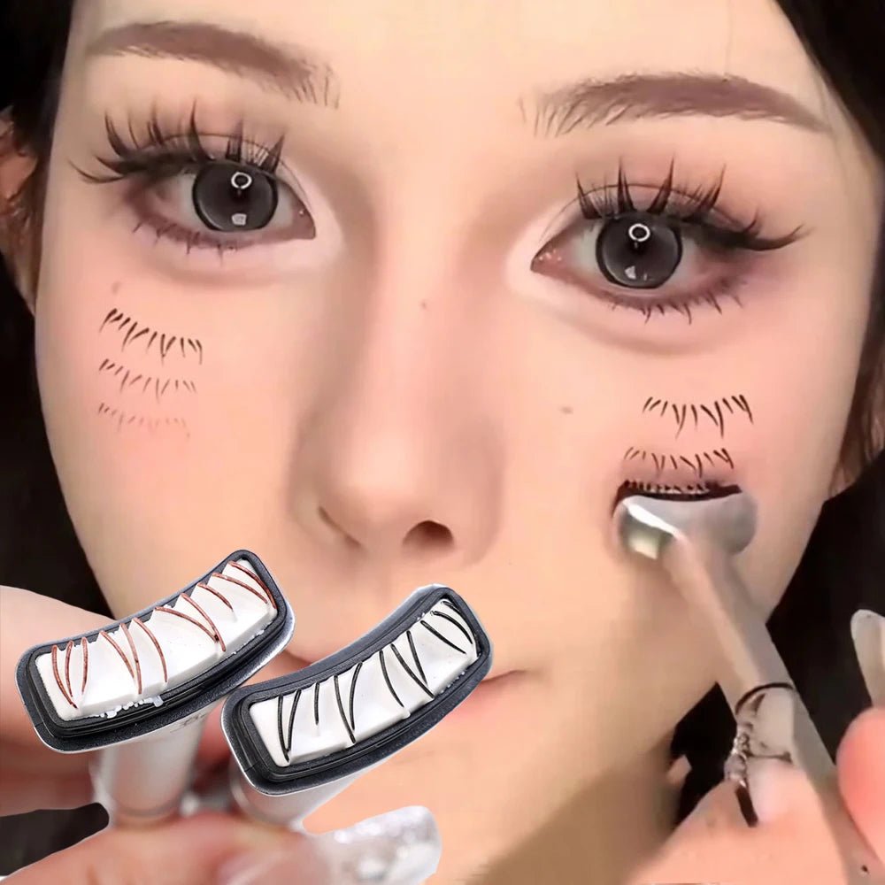 Trenches of Mariana 2-in-1 double-ended eyelash stamp and waterproof eyeliner for DIY Korean makeup, ideal for beginners.