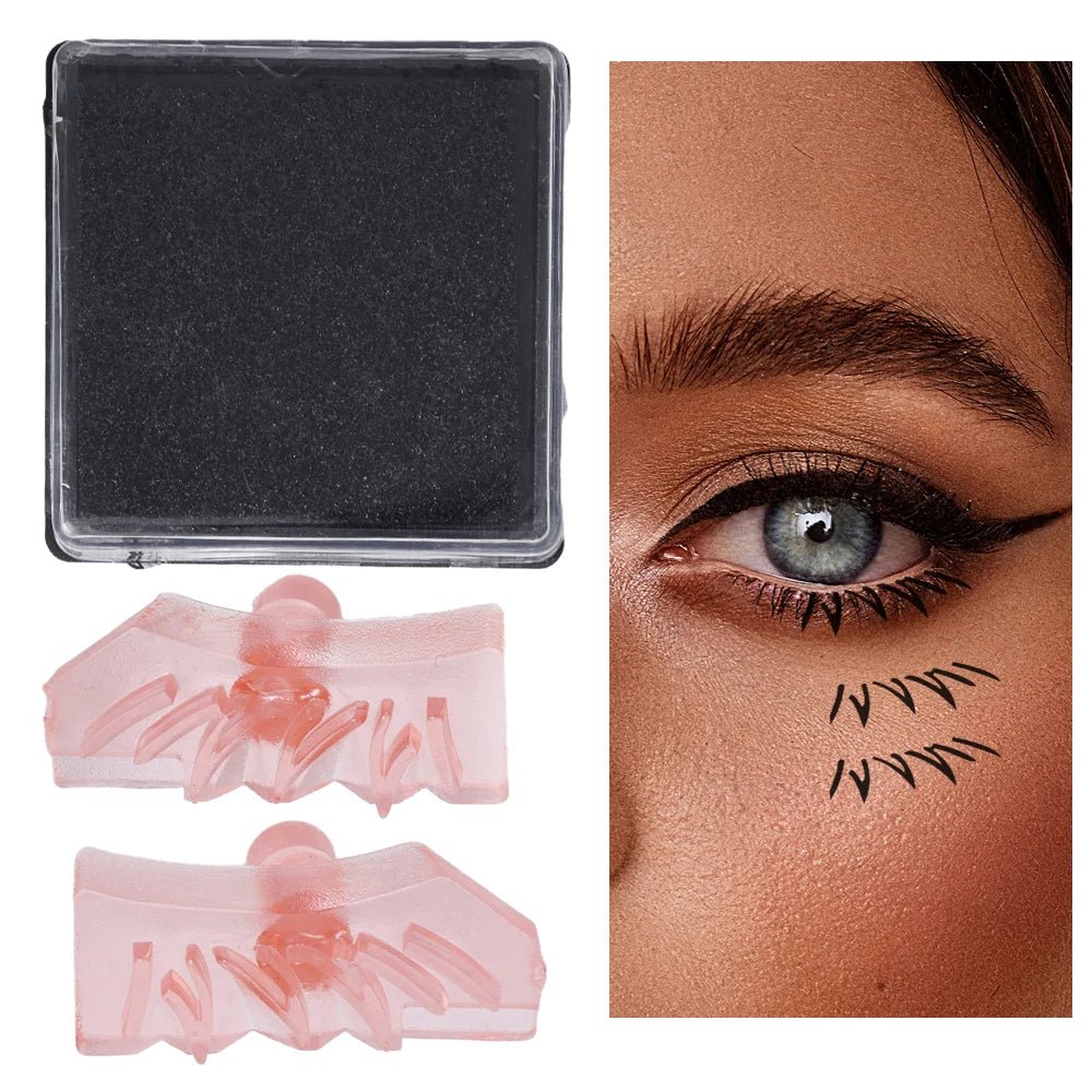 Double-ended waterproof eyelash stamp and eyeliner pen by Trenches of Mariana, featuring a DIY Korean makeup tool for beginners.