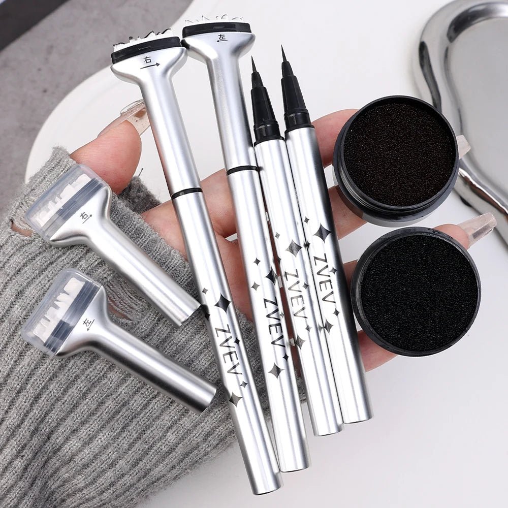 Double-ended eyelash stamp and waterproof eyeliner tool from Trenches of Mariana, designed for DIY Korean makeup application.