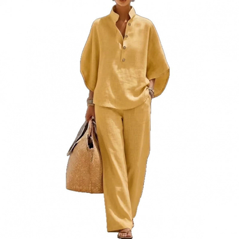 Women's Casual Blouse and Pants Set by Trenches of Mariana
