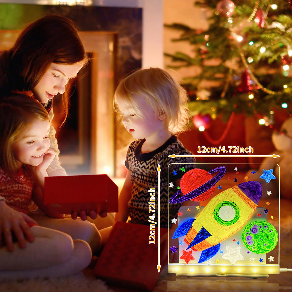 LED Acrylic Drawing Board DIY Erasable Luminous Writing Boards With Stand USB Plug Message Board With NightLight by Trenches of Mariana