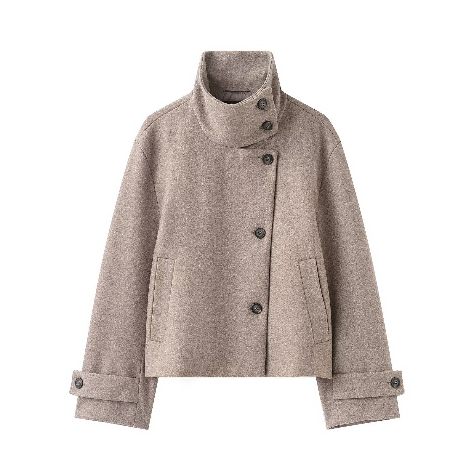 Casual Stand Collar Womens Jacket by Trenches of Mariana