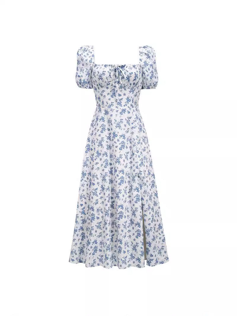 Floral Square Collar Summer Dress by Trenches of Mariana