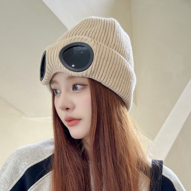 Ribbed Knitted Winter Hat with Glasses Design by Trenches of Mariana