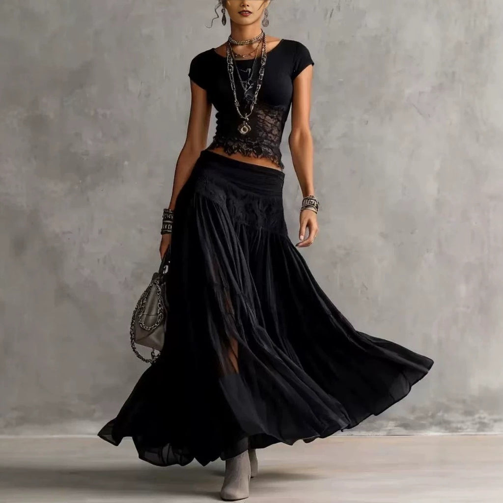 Women's Knitted Top and Chiffon Skirt Set by Trenches of Mariana
