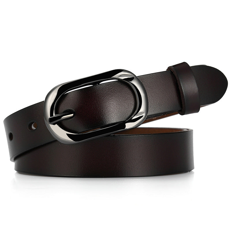 New Women's Cowhide Belt Pin Buckle Genuine Leather Belt Casual Fashion Thin Trouser Belt Manufacturer Wholesale Dropshipping by Trenches of Mariana