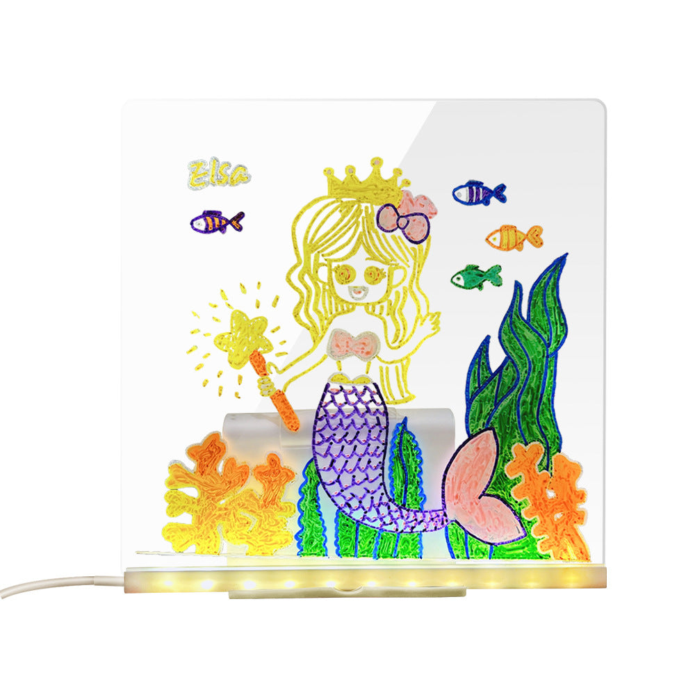LED Acrylic Drawing Board DIY Erasable Luminous Writing Boards With Stand USB Plug Message Board With NightLight by Trenches of Mariana