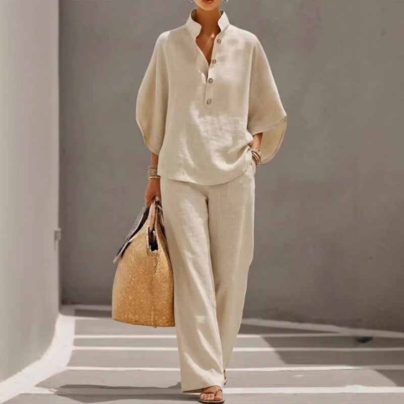Women's Casual Blouse and Pants Set by Trenches of Mariana