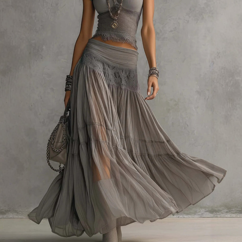 Women's Knitted Top and Chiffon Skirt Set by Trenches of Mariana