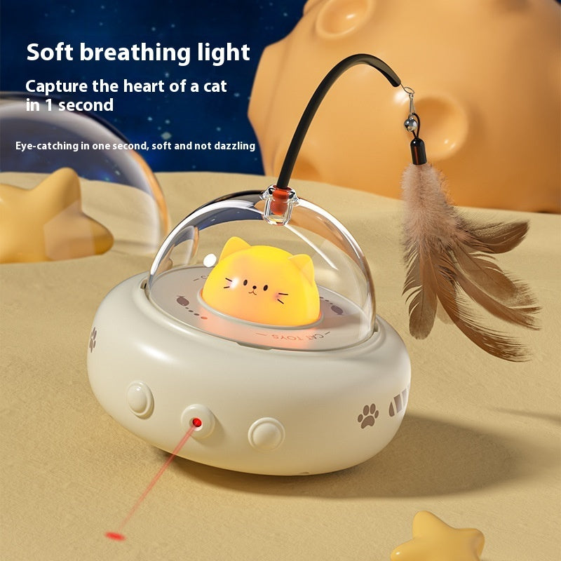 Smart Teaser Cat Toy Electric UFO Cat Teaser Stick With Bell Training Pet Toys Replaceable Feather Interactive Cat Supplies Pet Supplies Pets Products by Trenches of Mariana