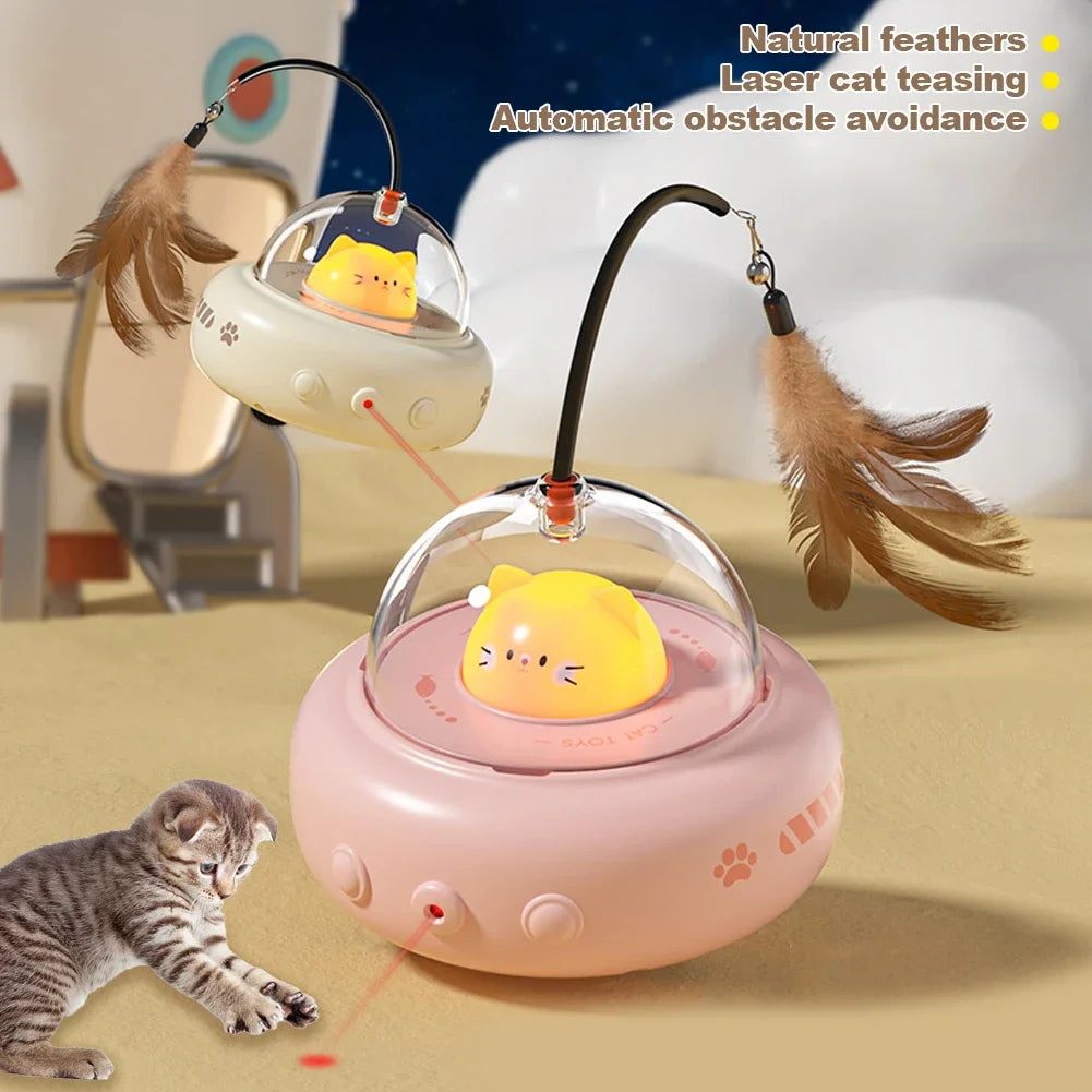 Smart Teaser Cat Toy Electric UFO Cat Teaser Stick With Bell Training Pet Toys Replaceable Feather Interactive Cat Supplies Pet Supplies Pets Products by Trenches of Mariana