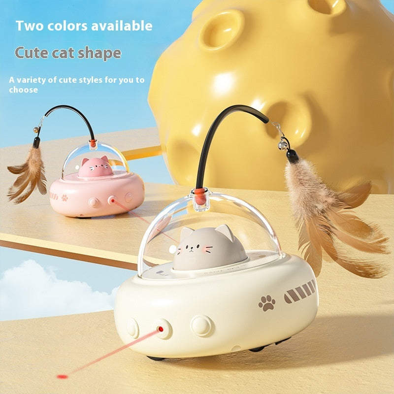 Smart Teaser Cat Toy Electric UFO Cat Teaser Stick With Bell Training Pet Toys Replaceable Feather Interactive Cat Supplies Pet Supplies Pets Products by Trenches of Mariana