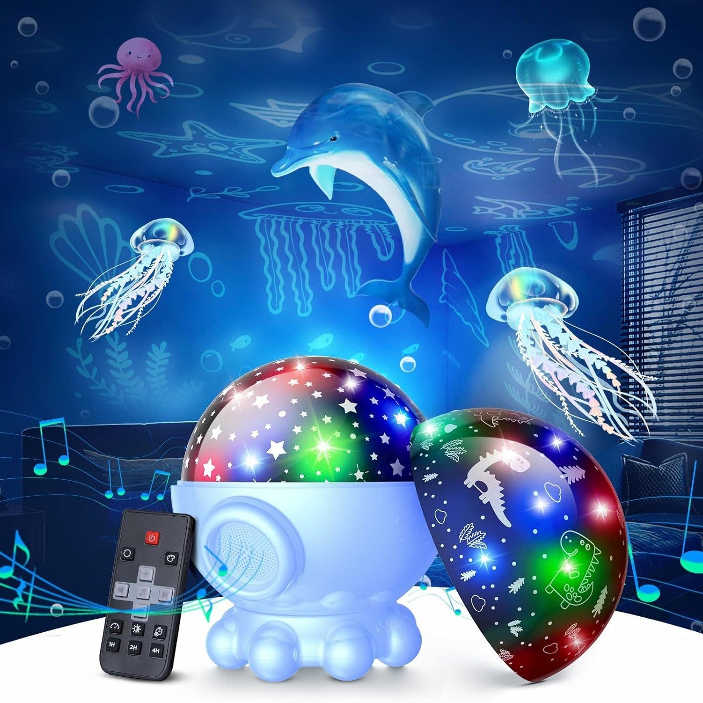 Octopus Starry Sky Light RGB Creative Remote Jellyfish Music Projection Lamp by Trenches of Mariana