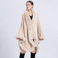 Rex Rabbit Fur Collar Shawl Irregular Oversized Knitted Cardigan Baggy Coat by Trenches of Mariana