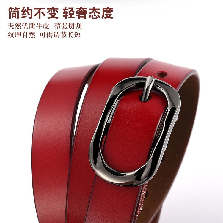 New Women's Cowhide Belt Pin Buckle Genuine Leather Belt Casual Fashion Thin Trouser Belt Manufacturer Wholesale Dropshipping by Trenches of Mariana
