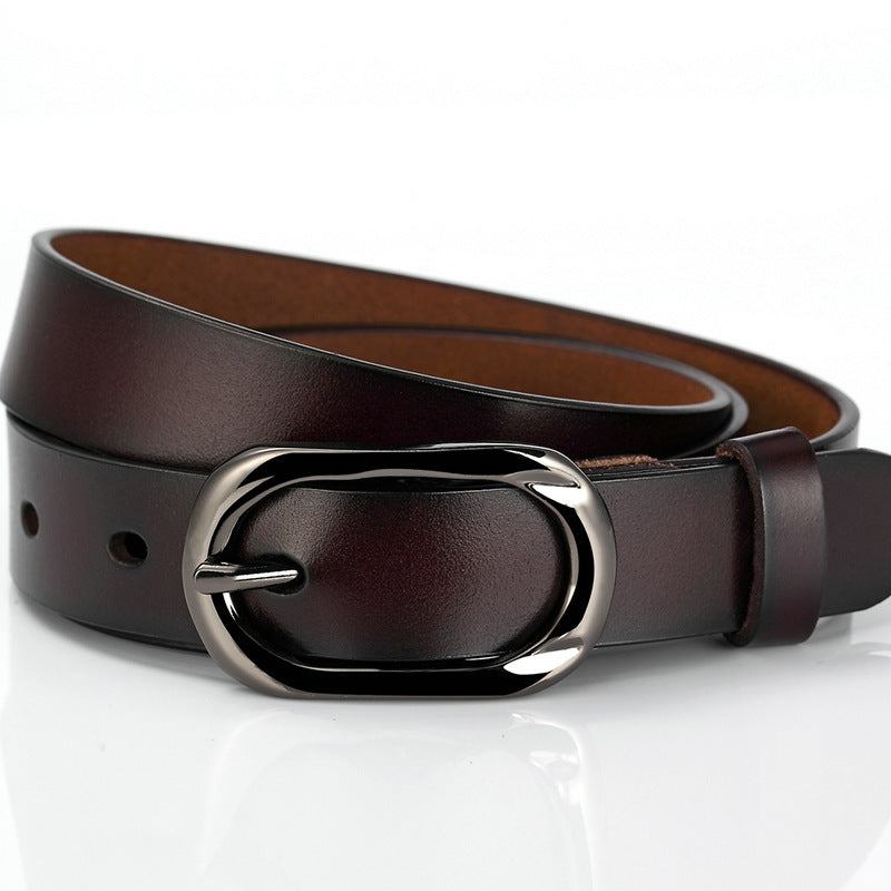 New Women's Cowhide Belt Pin Buckle Genuine Leather Belt Casual Fashion Thin Trouser Belt Manufacturer Wholesale Dropshipping by Trenches of Mariana