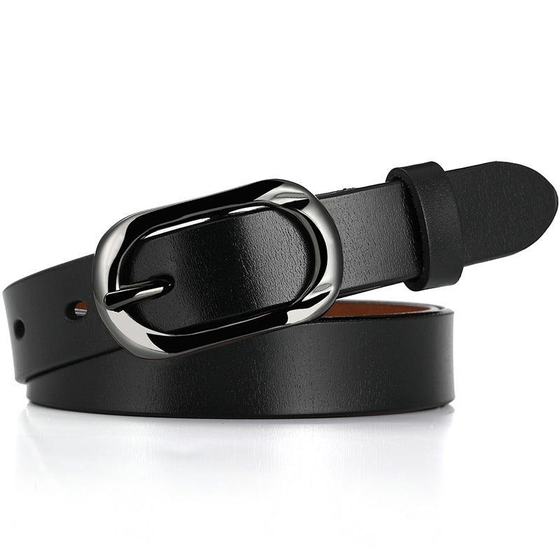 New Women's Cowhide Belt Pin Buckle Genuine Leather Belt Casual Fashion Thin Trouser Belt Manufacturer Wholesale Dropshipping by Trenches of Mariana