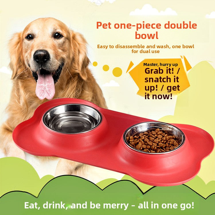Pet Bowl Stainless Steel Double Bowl by Trenches of Mariana