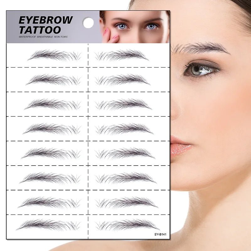 Eight pairs of Trenches of Mariana 6D eyebrow stickers with hair-like design, waterproof and long-lasting for easy makeup application.