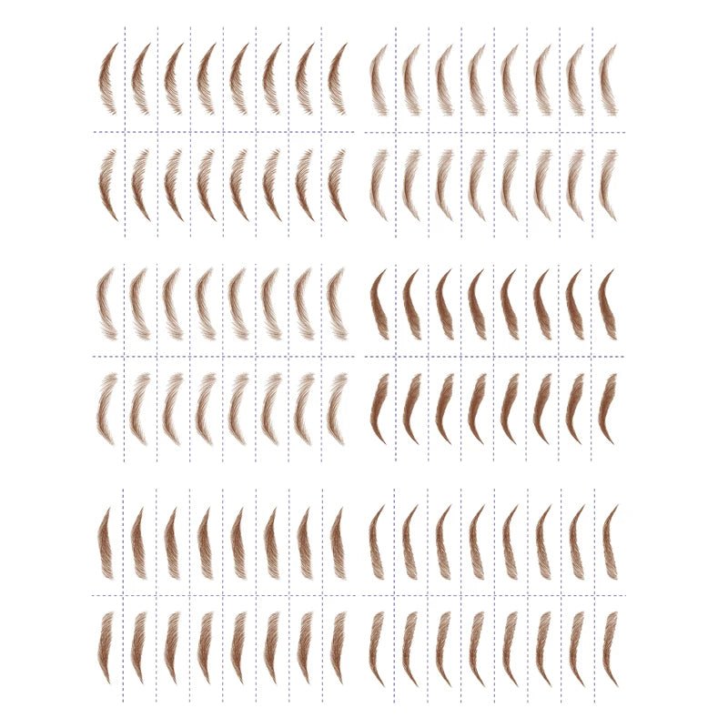 Set of 8 eyebrow sticker tattoo transfer printing sheets by Trenches of Mariana, waterproof and easy to use for natural-looking eyebrows.