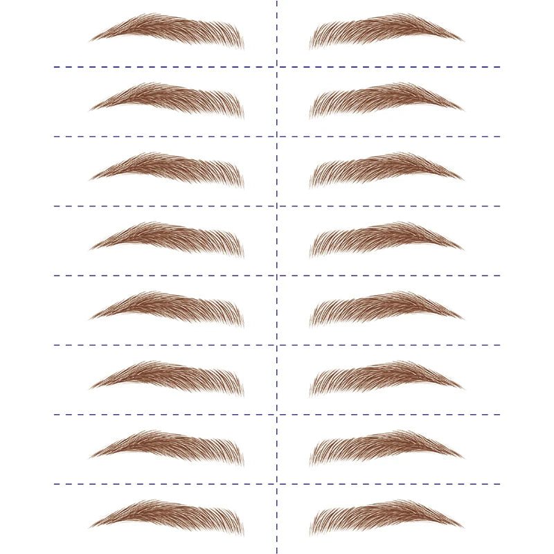 Eight pairs of Trenches of Mariana 6D eyebrow stickers with hair-like design, waterproof, long-lasting, and easy to apply makeup tools.