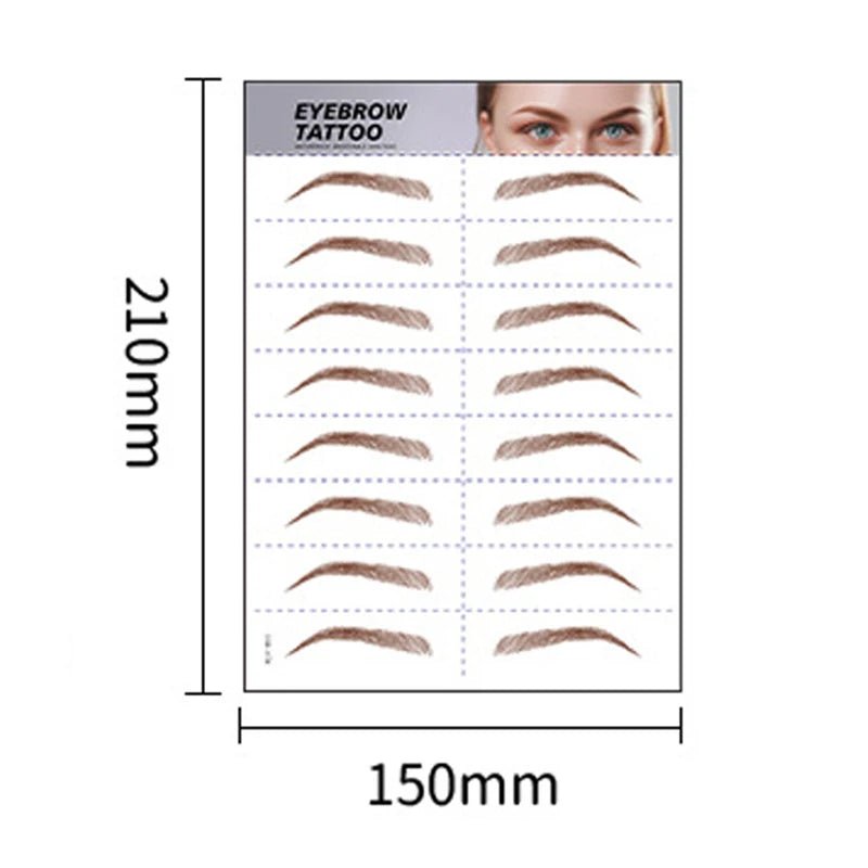 Eight pairs of Trenches of Mariana 6D eyebrow stickers with hair-like design, waterproof and easy-to-apply for natural-looking eyebrows.