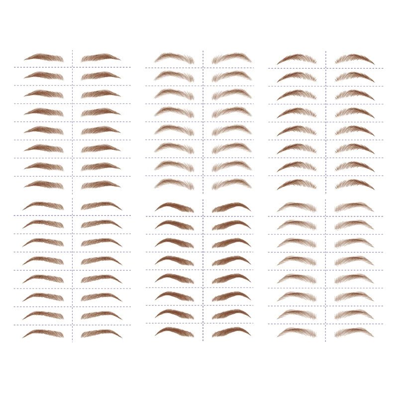 Set of 8 waterproof 6D eyebrow sticker tattoos by Trenches of Mariana, featuring hair-like realistic eye brow designs for easy makeup.