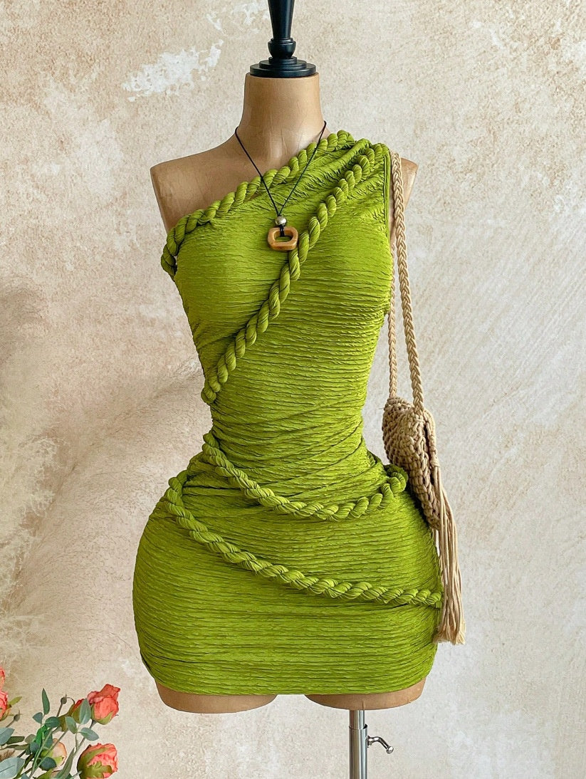 Braided Twist Halter Neck Pleated Dress by Trenches of Mariana