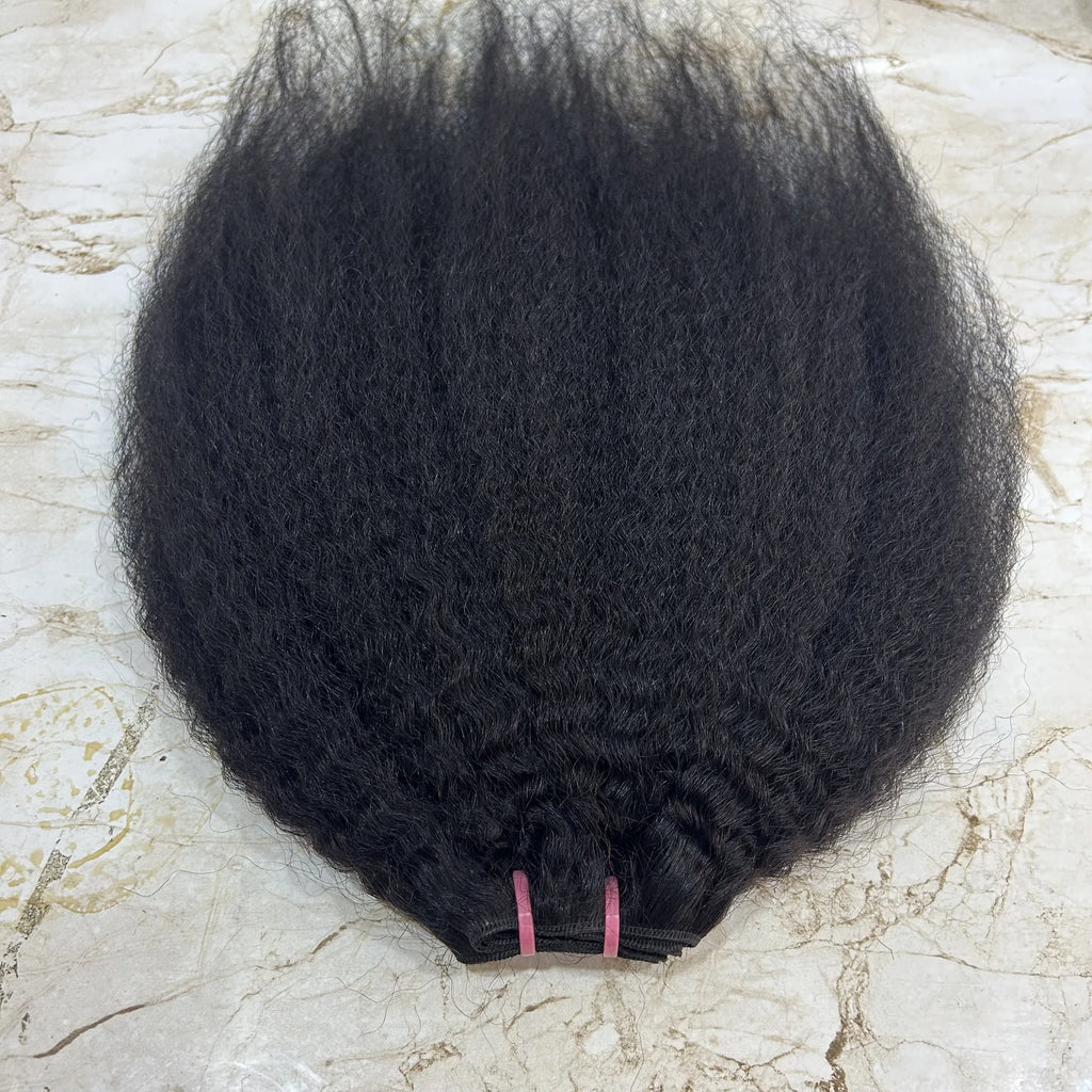 Virgin Indian Yaki Kinky Straight Remy Hair Bundle for Braiding Premium Quality Machine Double Weft for Lace Hair Extensions