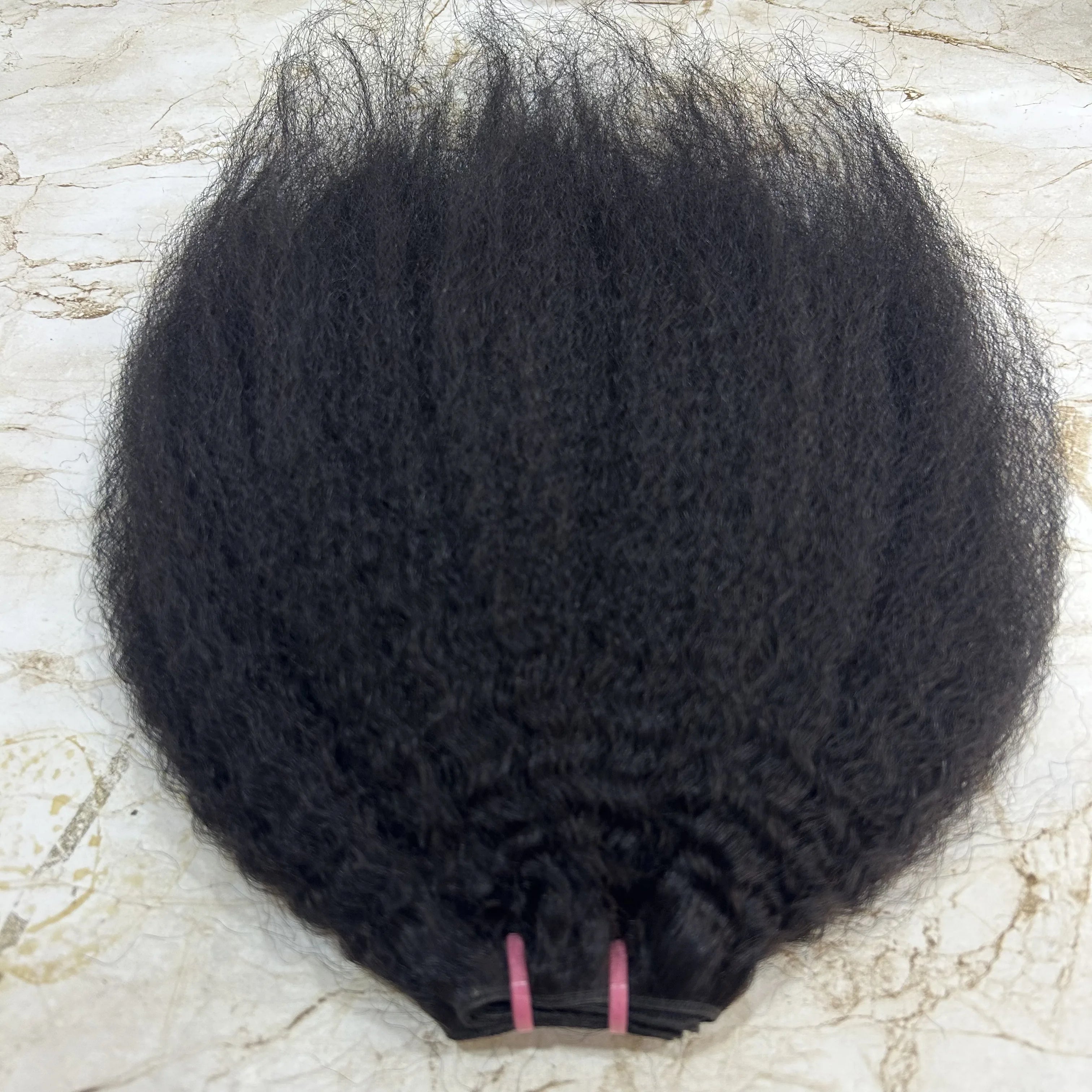 Virgin Indian Yaki Kinky Straight Remy Hair Bundle for Braiding Premium Quality Machine Double Weft for Lace Hair Extensions