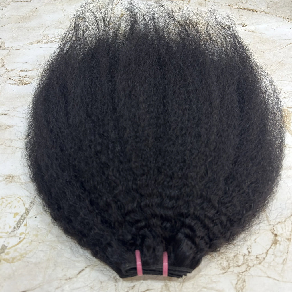 Virgin Indian Yaki Kinky Straight Remy Hair Bundle for Braiding Premium Quality Machine Double Weft for Lace Hair Extensions