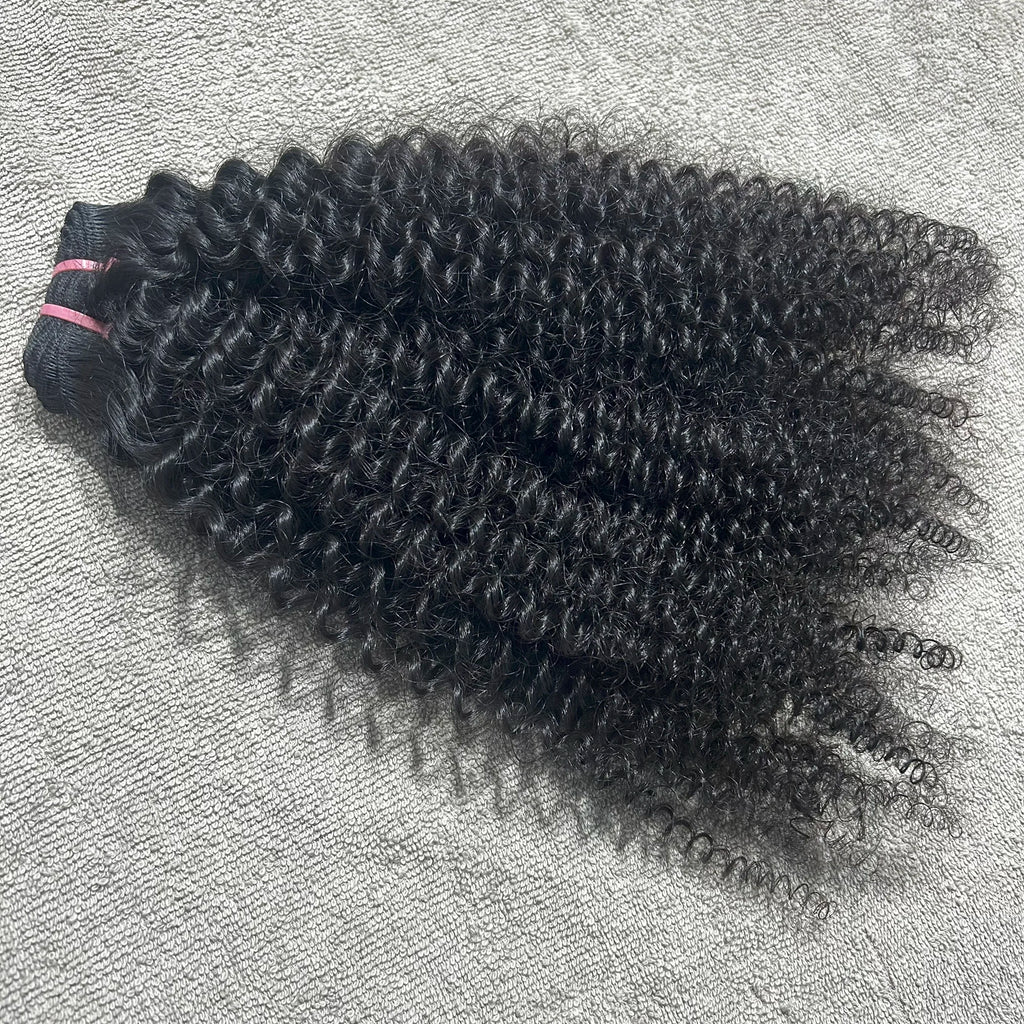 Brazilian Kinky Curly Human Hair Extensions 100% Virgin Remy Curly Bundles Natural Color Machine Double Weft Tangle Free