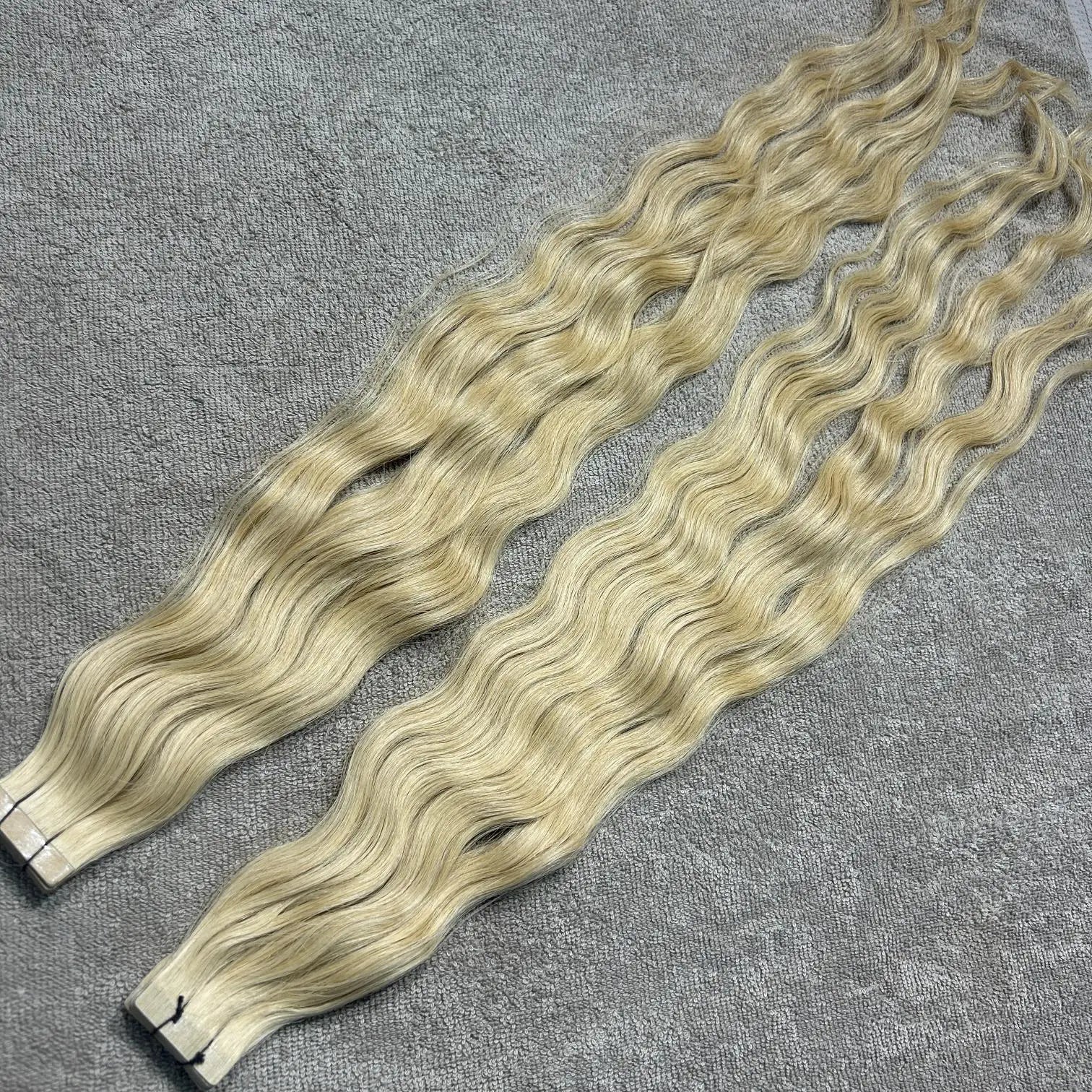 613 Blonde Straight Tape Indian Hair Extensions 100% Remy Human Hair Cuticle Aligned Single Drawn Flat Weft Bleached Wholesale