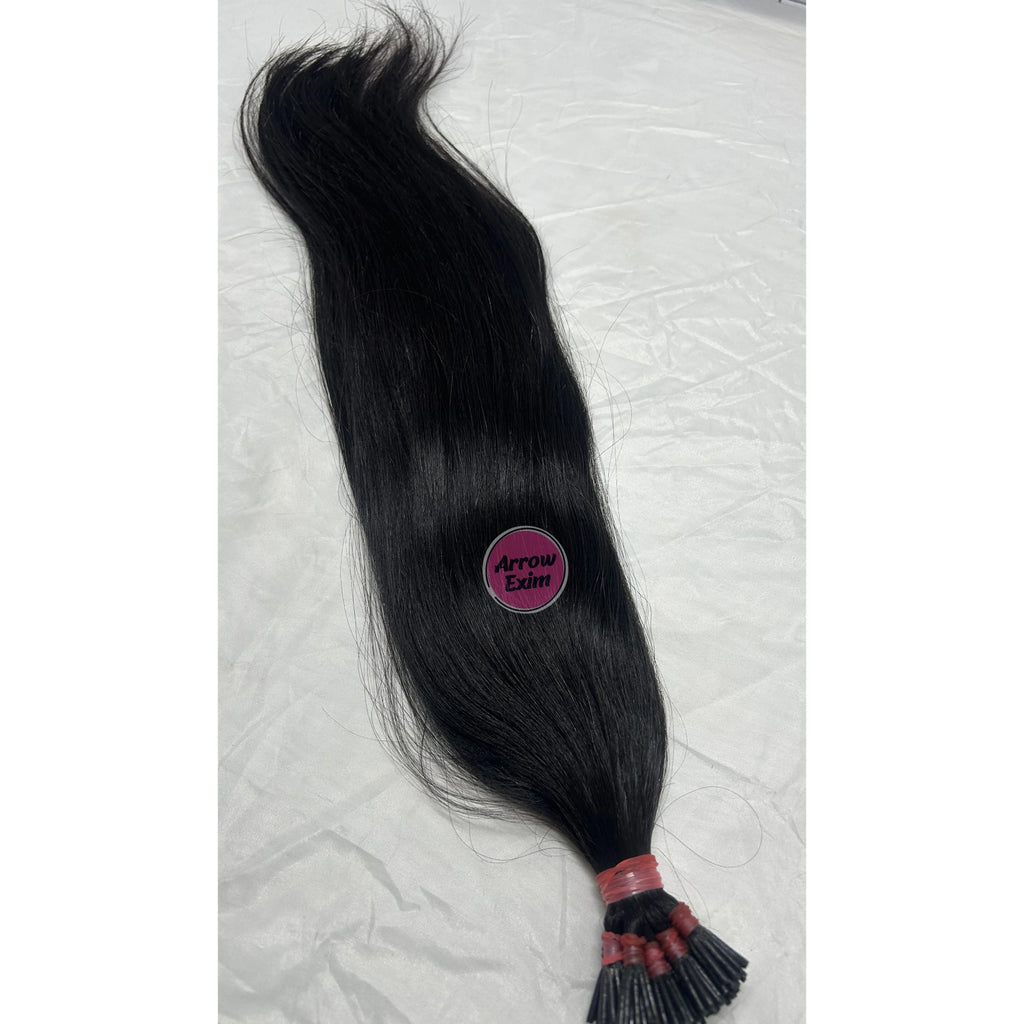 Natural Straight I Tip Indian Hair Extensions 100% Virgin Remy Pre Bonded Stick Tips Cuticle Aligned Black Salon Quality Strands