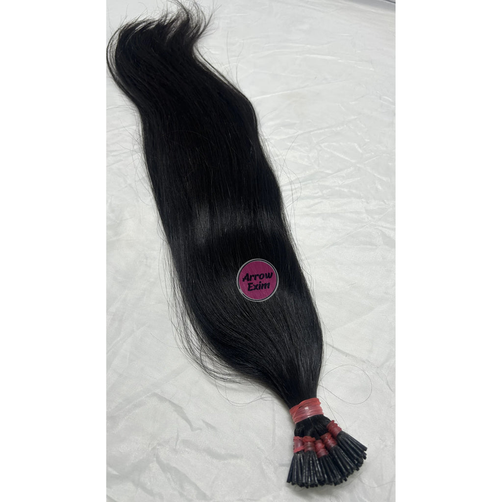 Natural Straight I Tip Indian Hair Extensions 100% Virgin Remy Pre Bonded Stick Tips Cuticle Aligned Black Salon Quality Strands