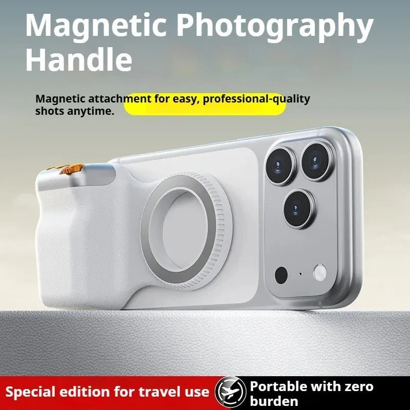 Magnetic Camera Grip with Remote Shutter Fill Light Remote Control Handle Universal for iPhone Androids Phones