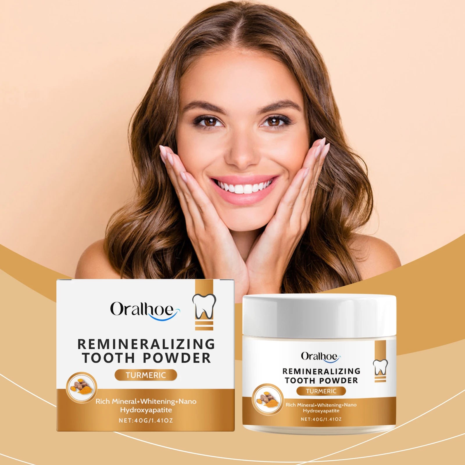 Oralhoe Turmeric Tooth Powder for Gentle Daily Home Use Tartar Cleaning Tooth Powder